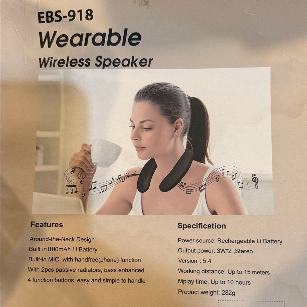 Black Wearable Wireless Speaker - Picture 2 of 2